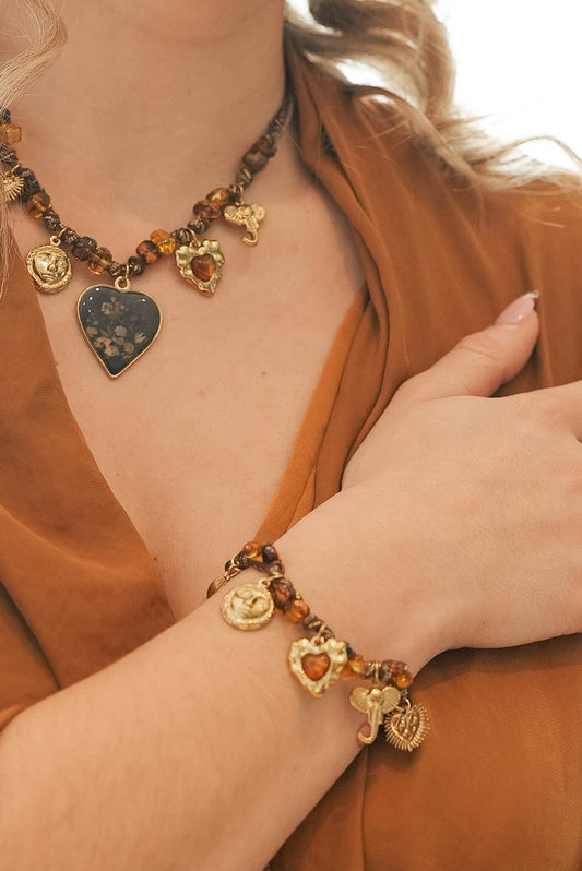 Bracelet Brown Pearl Heart